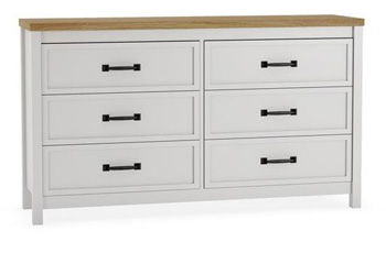 brown dresser to white Lofka White Dresser for Bedroom with 6 Drawers 47inch Wide Chests of Drawers with Metal Handles Wood TV Stand for Hallway Entryway Tabletop-Retro