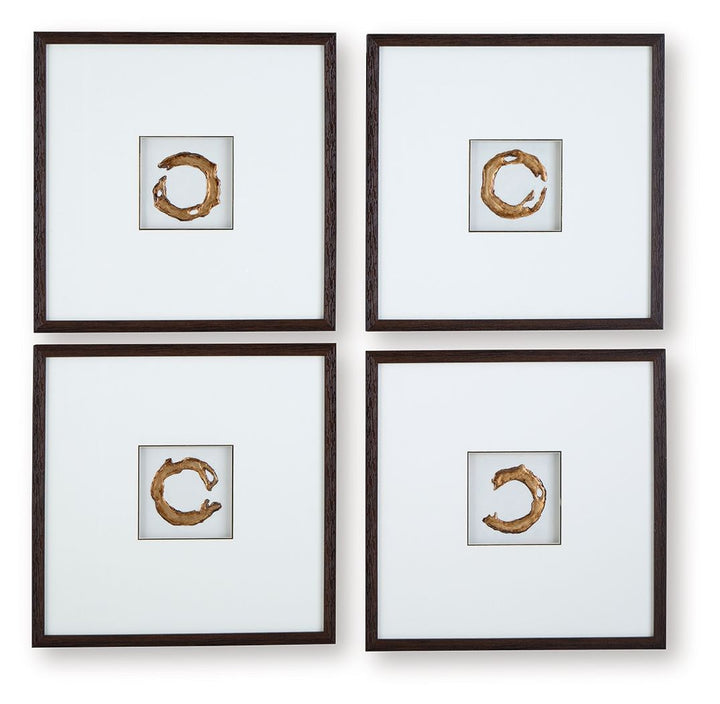 Dallbourne - Wall Art Set (Set of 4) - White / Gold Finish