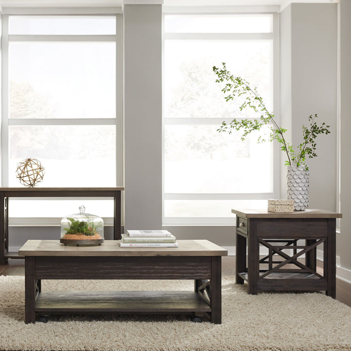 Heatherbrook - 3 Piece Table Set (1 Lift Top Cocktail 2 End Tables) - Black