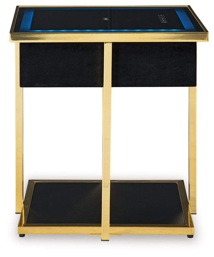 Rexwell - Accent Table With Speaker - Black / Gold Finish