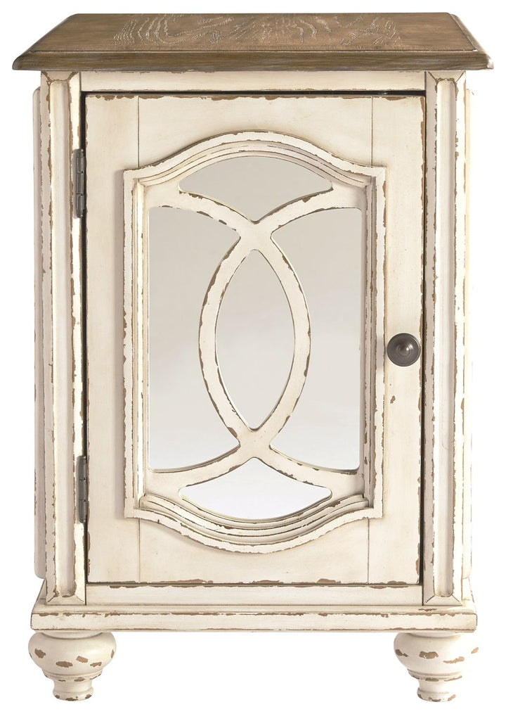 Realyn - Chair Side End Table - Insert Mirror - White / Brown