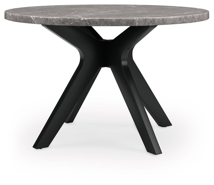 Glinari - Round Dining Room Table - Taupe / Black