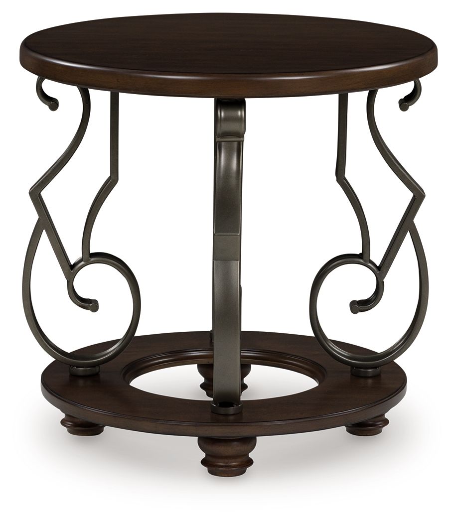 Frallyn - Round End Table - Dark Brown