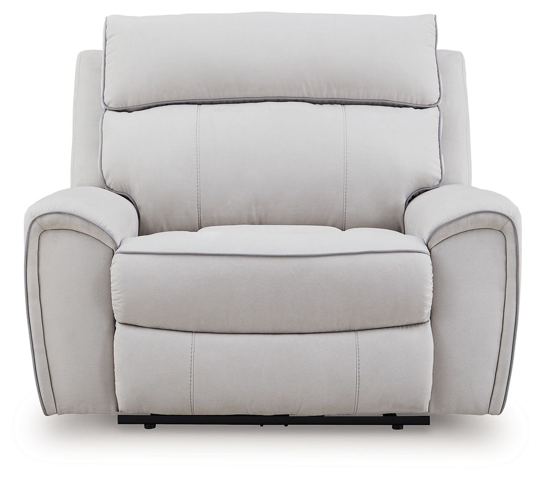 Social Pointe - Power Recliner / Adjustable Headrest - Pearl / Ash