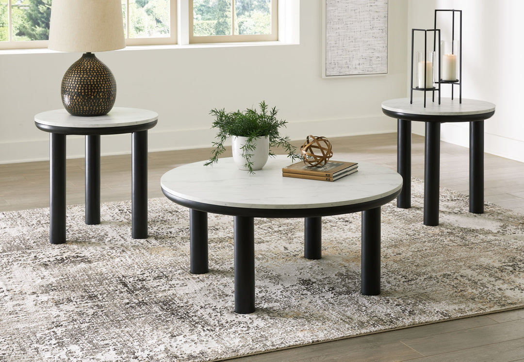 Xandrum - Occasional Table Set (Set of 3) - Black / White
