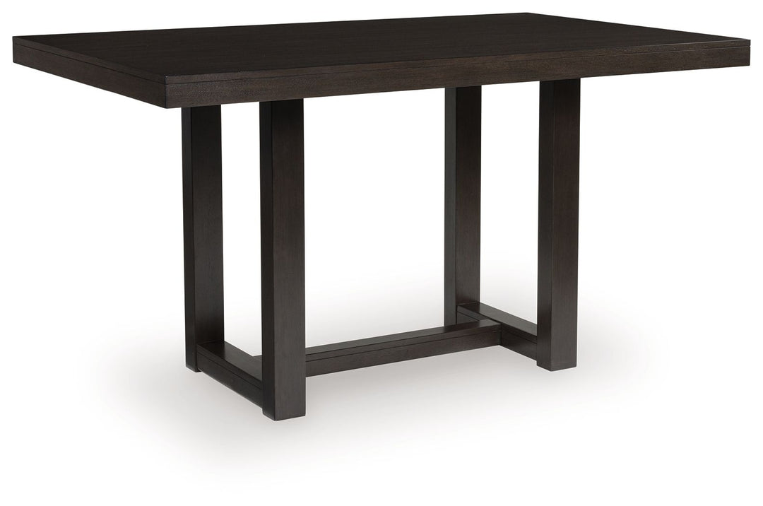 Neymorton - 5 Pc. - Rectangular Dining Room Counter Table, 4 Barstools - Dark Grayish Brown