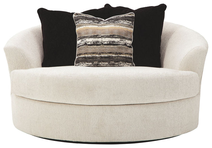 Cambri - Oversized Round Swivel Chair - Snow