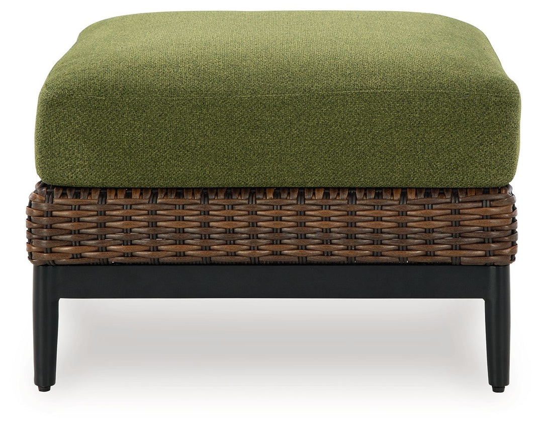 Horizon Hall - Ottoman With Cushion - Brown / Green