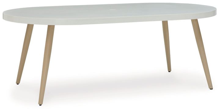 Seton Creek - Oval Dining Table With Umb Opt - White