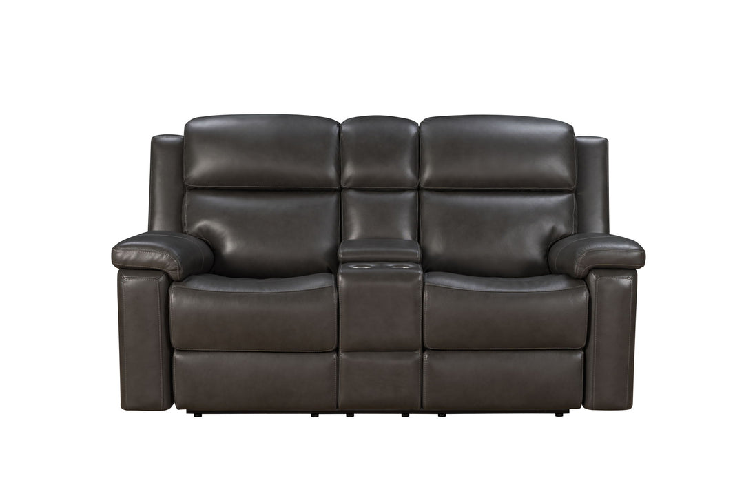 Leon - Power Console Loveseat Recliner With Power Headrest, Power Lumbar, Heat And Massage - Smokey Gray