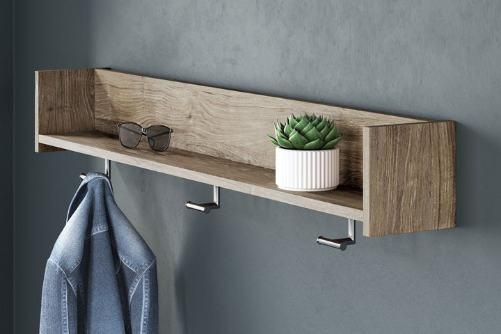 Oliah - Wall Mounted Coat Rack w/Shelf - Natural