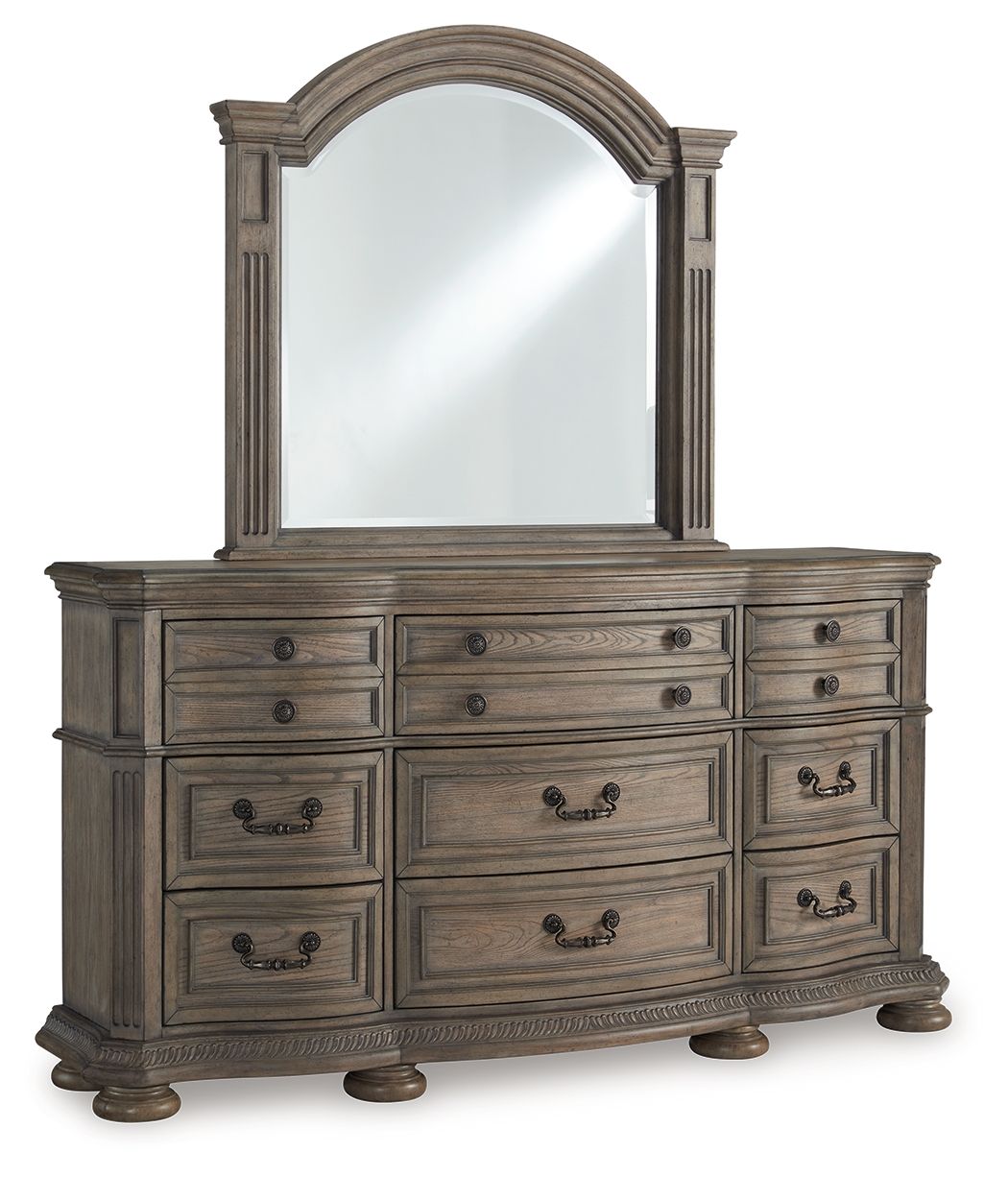 Ashley Ardenfield Dresser and Mirror, Light Brown