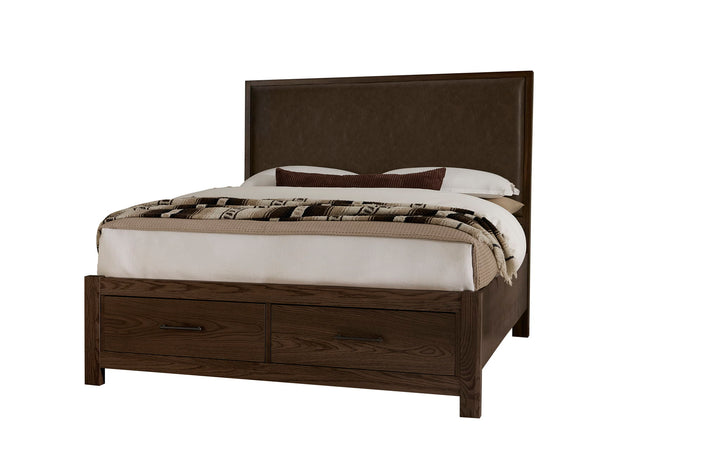 Lodge & Loft - Upholstered Storage Bed - Dark Oak / Sedona Brown
