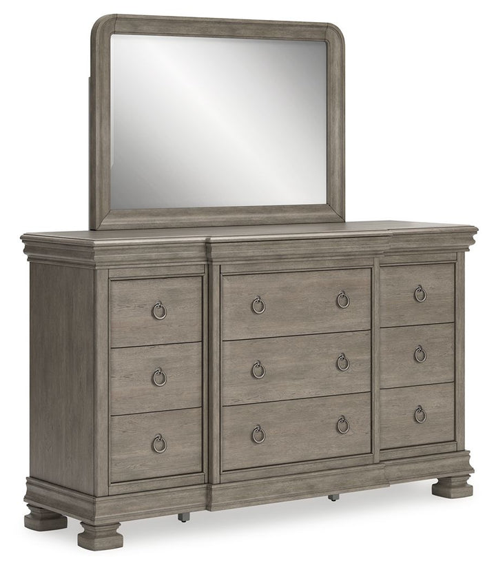 Lexorne - Dresser And Mirror - Gray