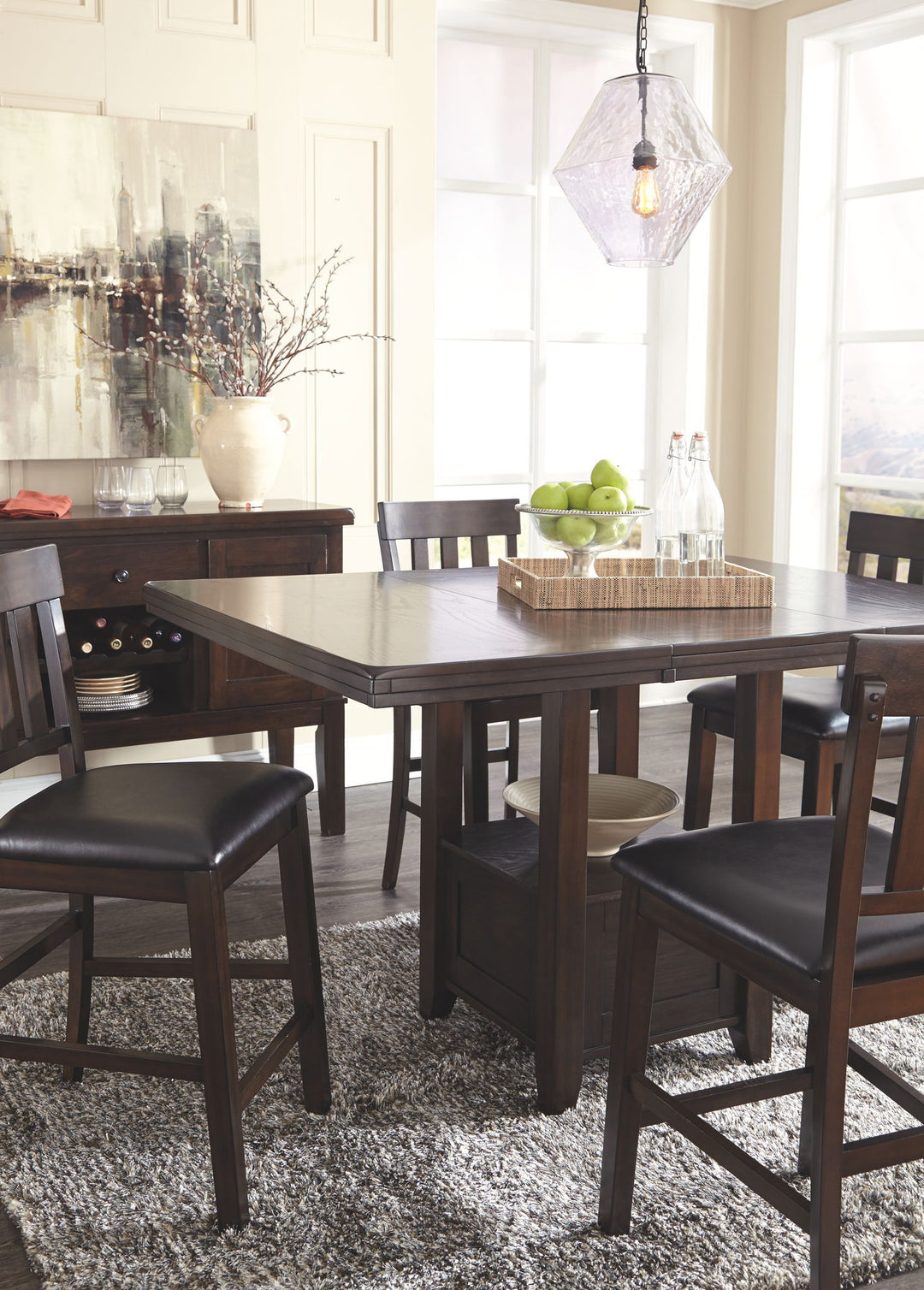 Haddigan - Rectangular Dining Room Counter Extension Table - Dark Brown