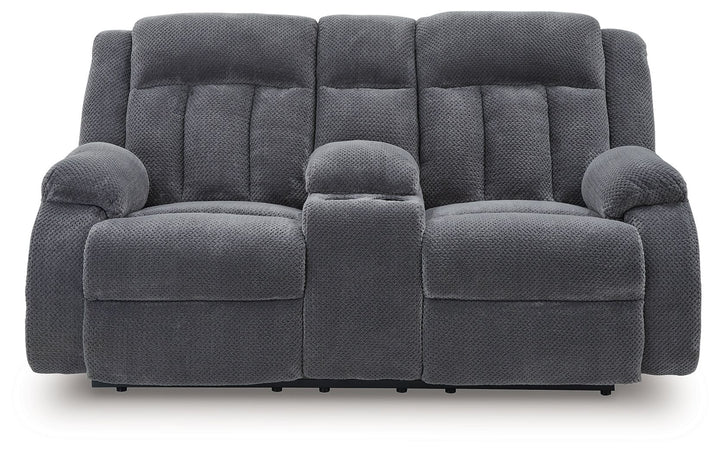 Observation - Double Reclining Power Loveseat With Console - Steel