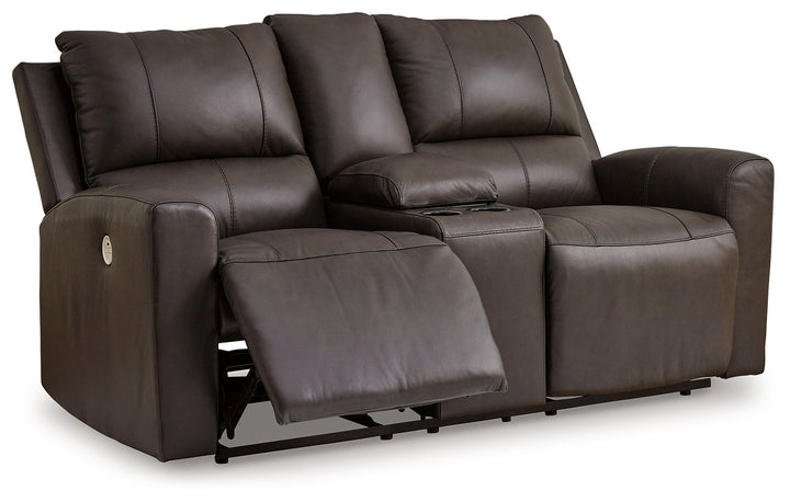 Boxmere - Dbl Power Reclining Loveseat with Console - Storm