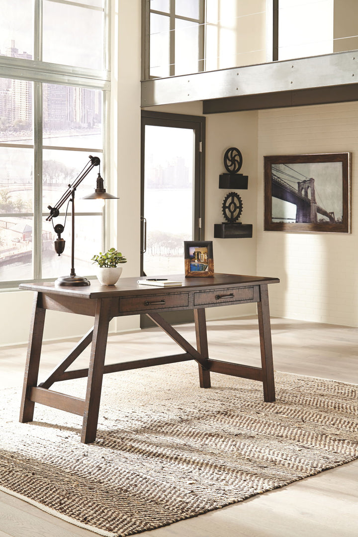 Baldridge - Home Office Large Leg Desk - Rustic Brown