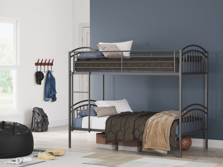 Lanceburg - Twin/Twin Bunk Bed With Ladder - Gray