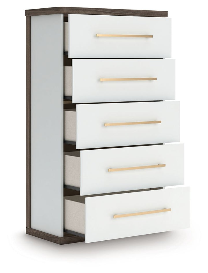 Kendanport - Five Drawer Chest - Brown / White