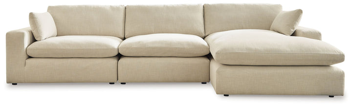 Elyza - 4 Pc. - Right Arm Facing Corner Chaise 3 Pc Sectional, Ottoman - Linen