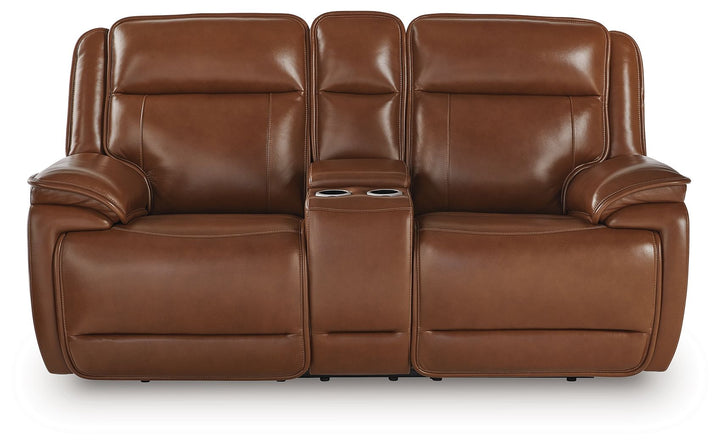 Healy Pier - Power Reclining Loveseat With Console / Adj Headrest - Chocolate