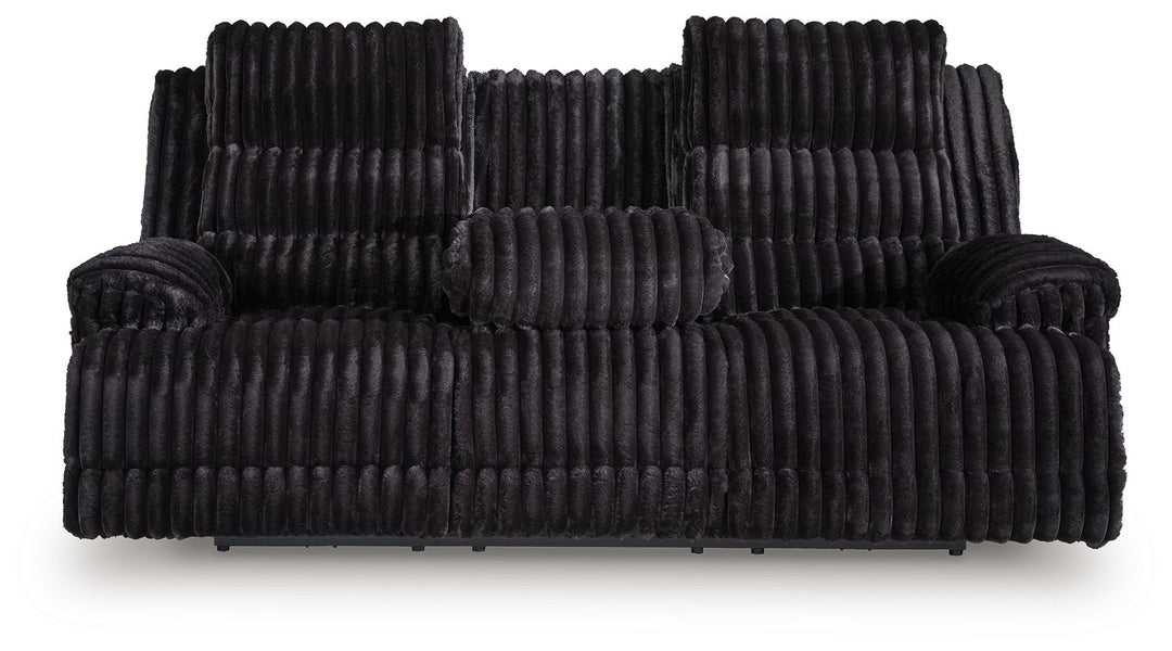 Rhine Falls - Reclining Power Sofa With Drop Down Table - Onyx