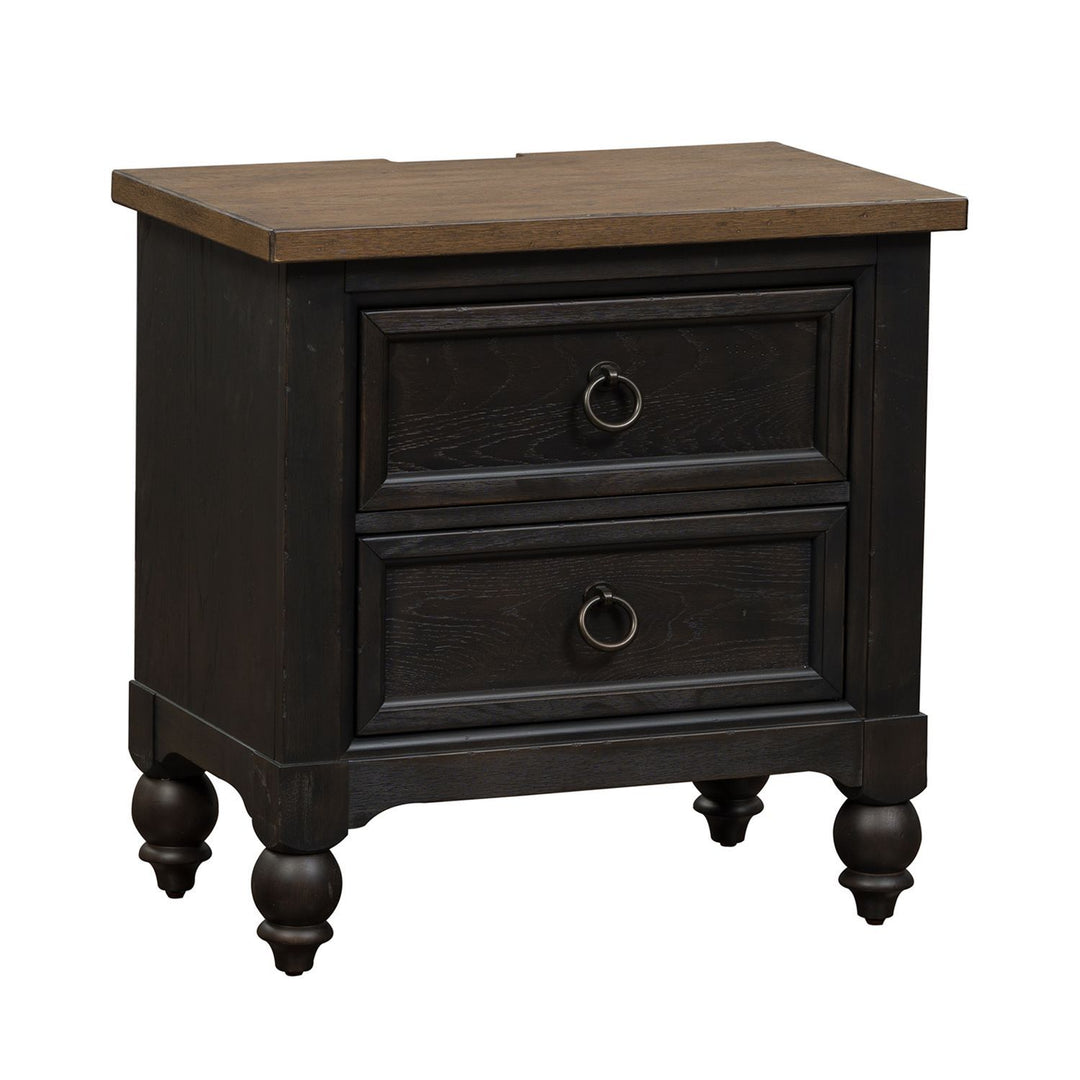 Americana Farmhouse - 2 Drawer Night Stand With Charging Station