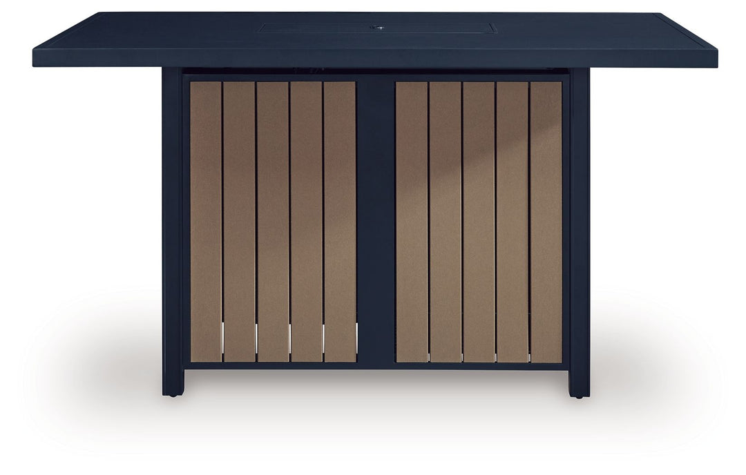 East Beach - Rectangular Bar Table With Fire Pit - Blue
