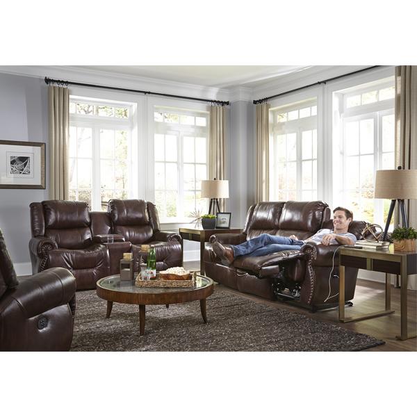 GENET COLLECTION LEATHER POWER RECLINING SOFA W/ FOLD DOWN TABLE- S960CZ4