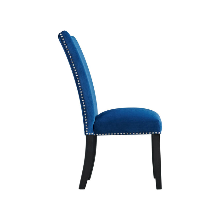 Francesca Blue Velvet Side Chair Set of 2