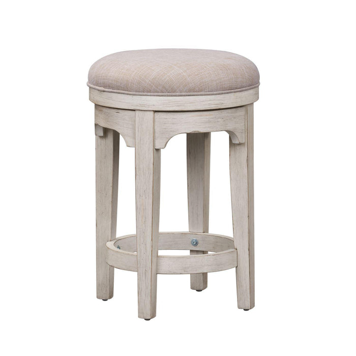 Liberty Farmhouse Reimagined Console Swivel Stool in Antique White