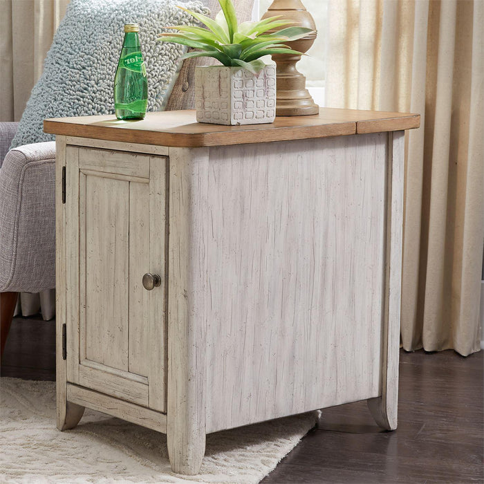 Liberty Farmhouse Reimagined Door Chair Side Table w/ Charging in Antique White