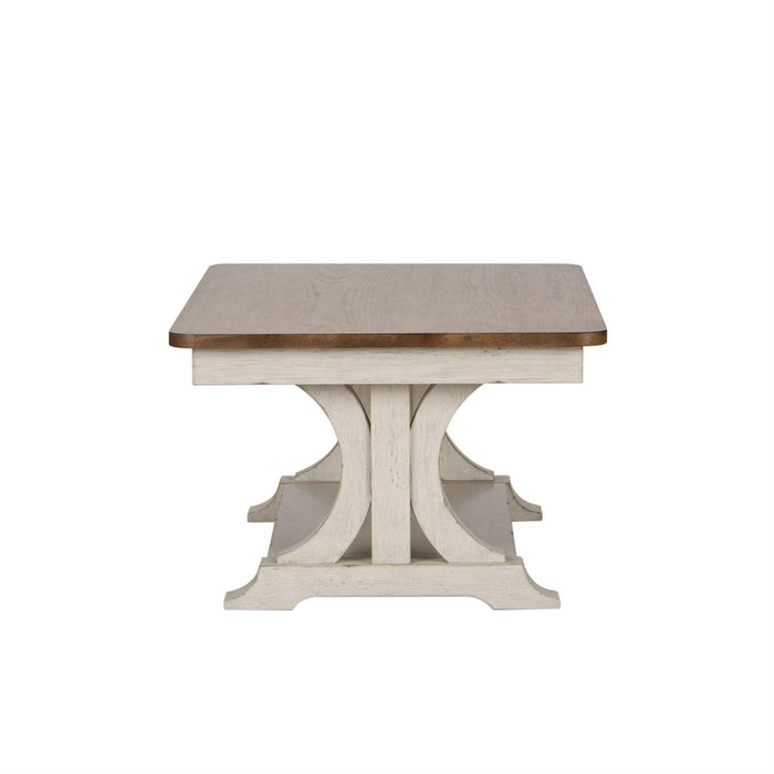 Liberty Farmhouse Reimagined Rectangular Cocktail Table in Antique White