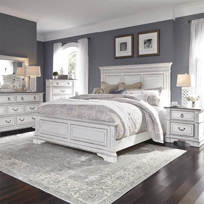 Liberty Furniture Abbey Park King Panel Bed in Antique White