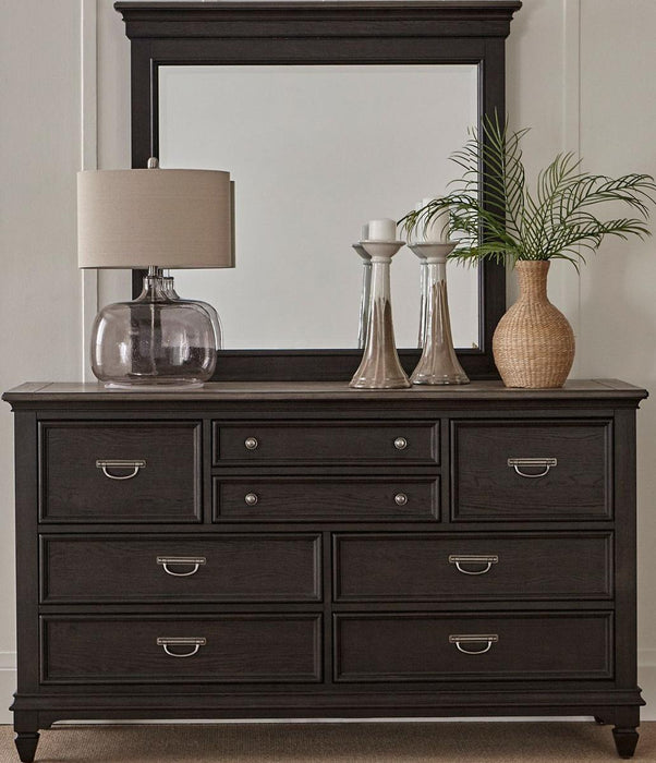 Liberty Furniture Allyson Park Crown Mirror in Wirebrushed Black Forest