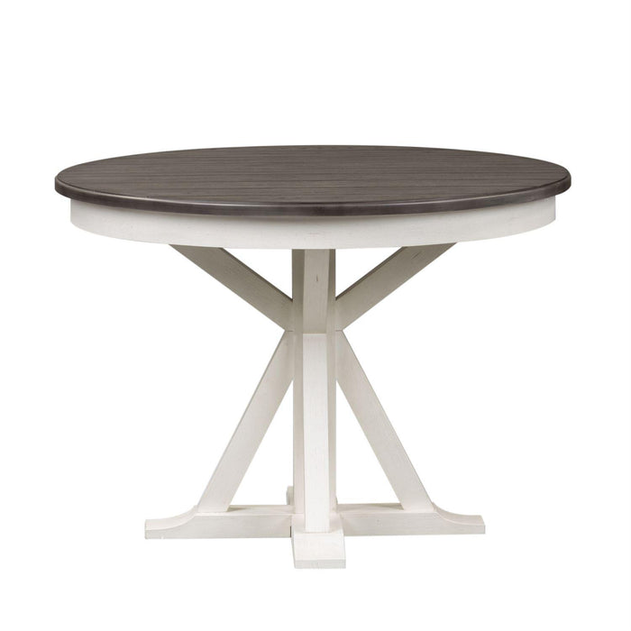 Liberty Furniture Allyson Park Pedestal Table in White with Charcoal