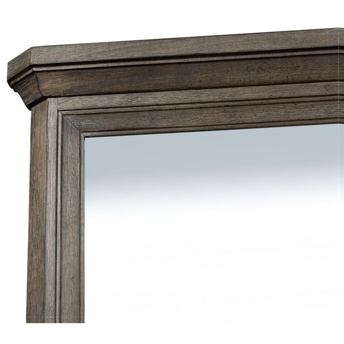 Liberty Furniture Artisan Prairie Chesser Mirror in Wirebrushed aged oak with gray dusty wax