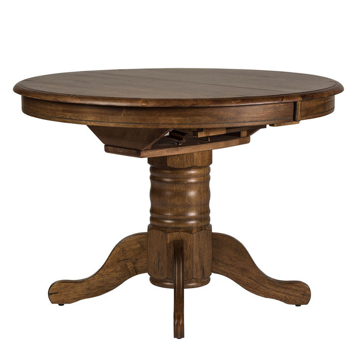 Liberty Furniture Carolina Crossing Oval Pedestal Table in Antique Honey
