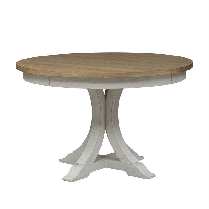 Liberty Furniture Farmhouse Reimagined Pedestal Dining Table in Antique White