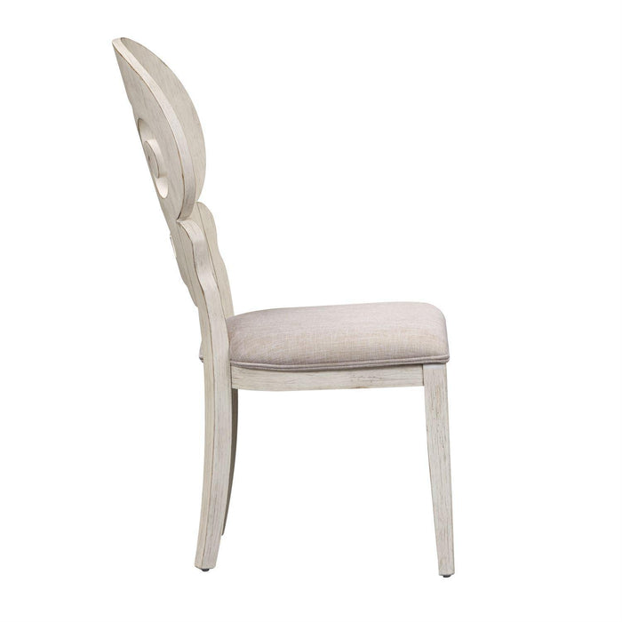 Liberty Furniture Farmhouse Reimagined Splat Back Side Chair (RTA) in Antique White (Set of 2)