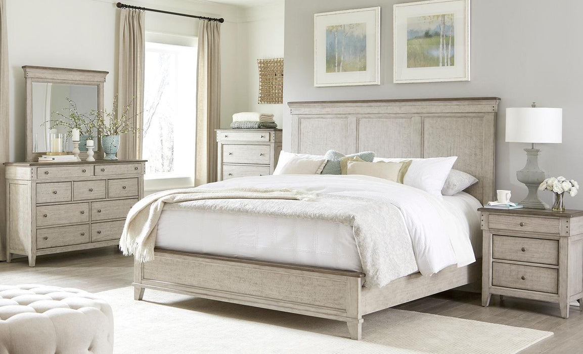 Liberty Furniture Ivy Hollow King Panel Bed in Weathered Linen