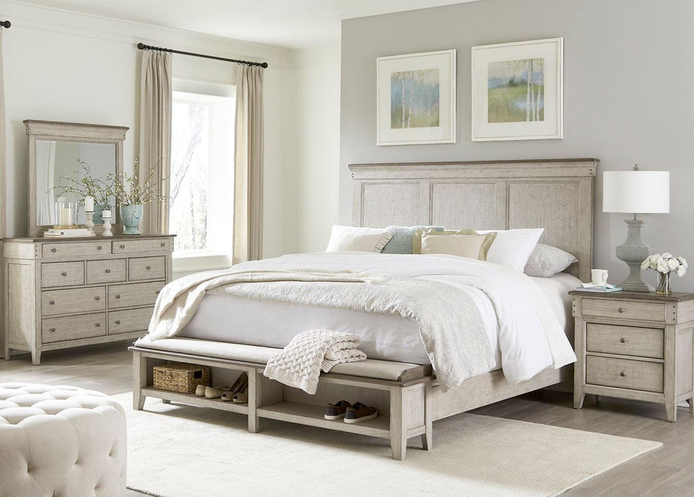 Liberty Furniture Ivy Hollow Queen Storage Bed in Weathered Linen