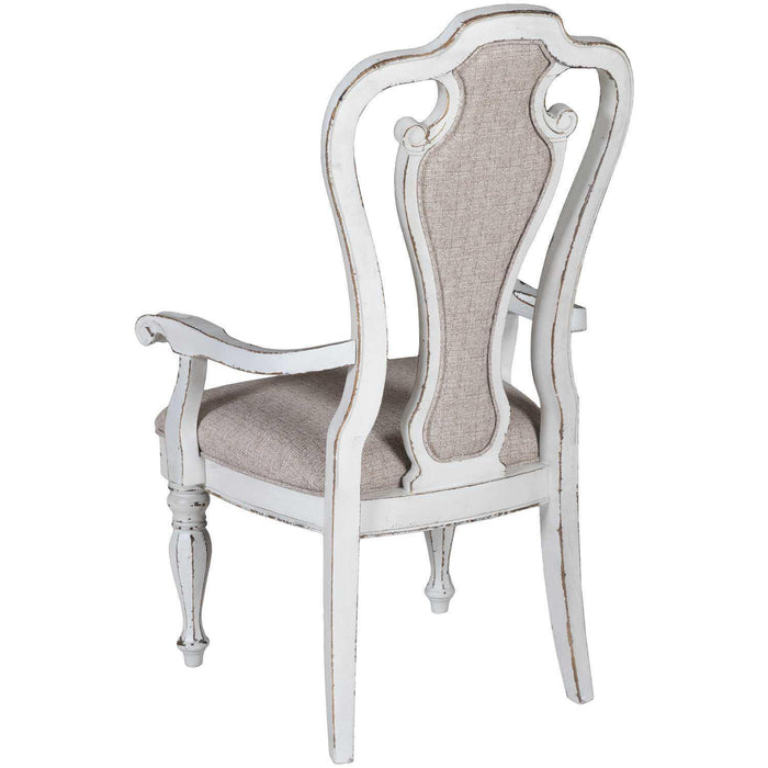 Liberty Furniture Magnolia Manor Upholstered Splat Back Arm Chair in Antique White (Set of 2)