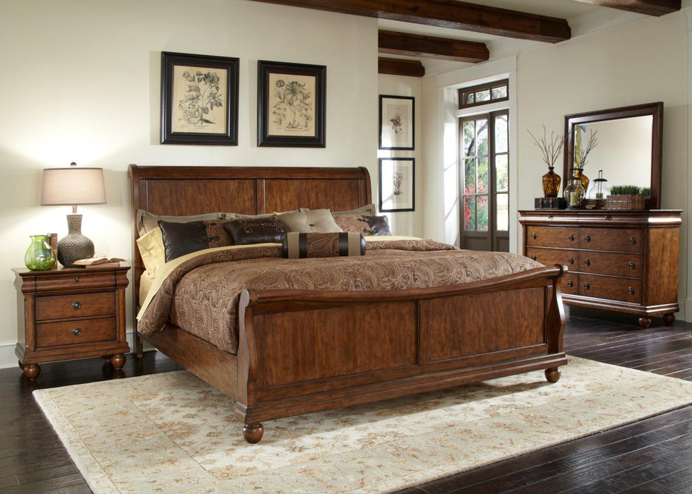 Liberty Furniture Rustic Traditions King Sleigh Bed in Rustic Cherry