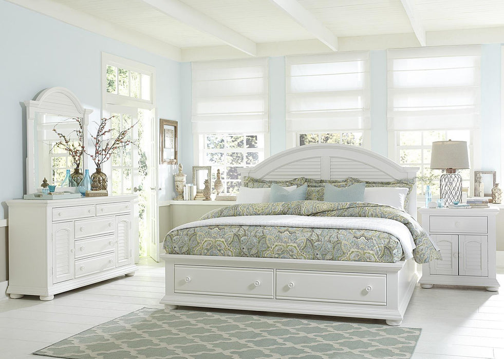Liberty Furniture Summer House King with Storage Panel Bed in Oyster White
