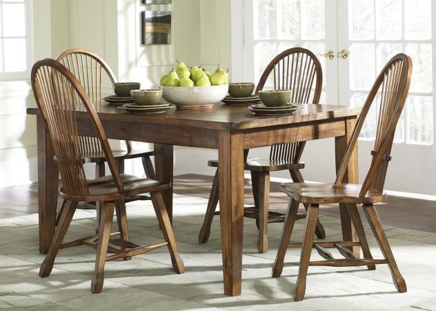 Liberty Furniture Treasures Solid Top Leg Table in Rustic Oak Finish