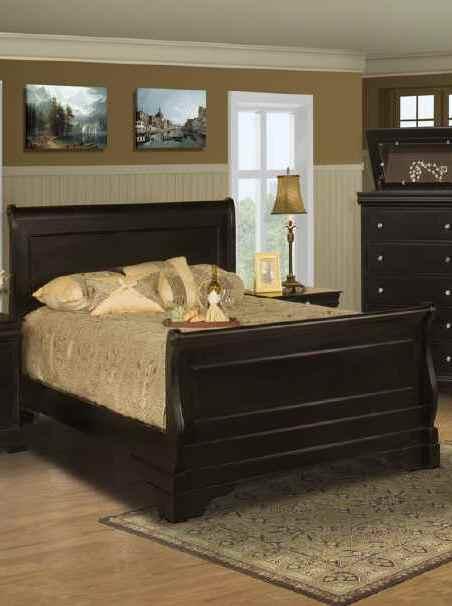 New Classic Belle Rose Eastern King Sleigh Bed in Black Cherry Finish