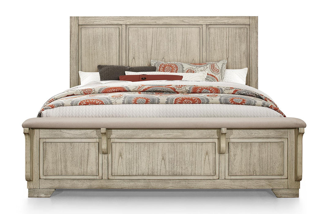 New Classic Furniture Ashland California King Panel Bed in Rustic White