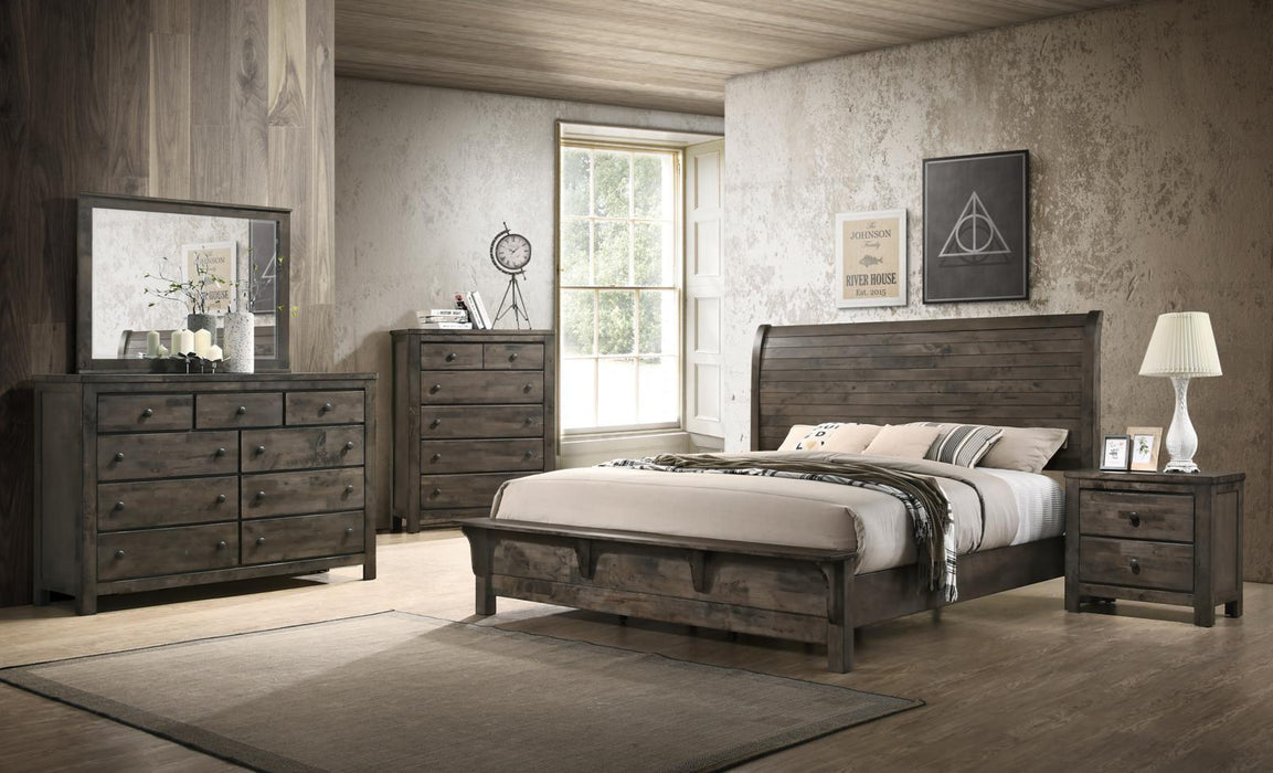 New Classic Furniture Blue Ridge King Bed w/ Bench Footboard in Rustic Gray